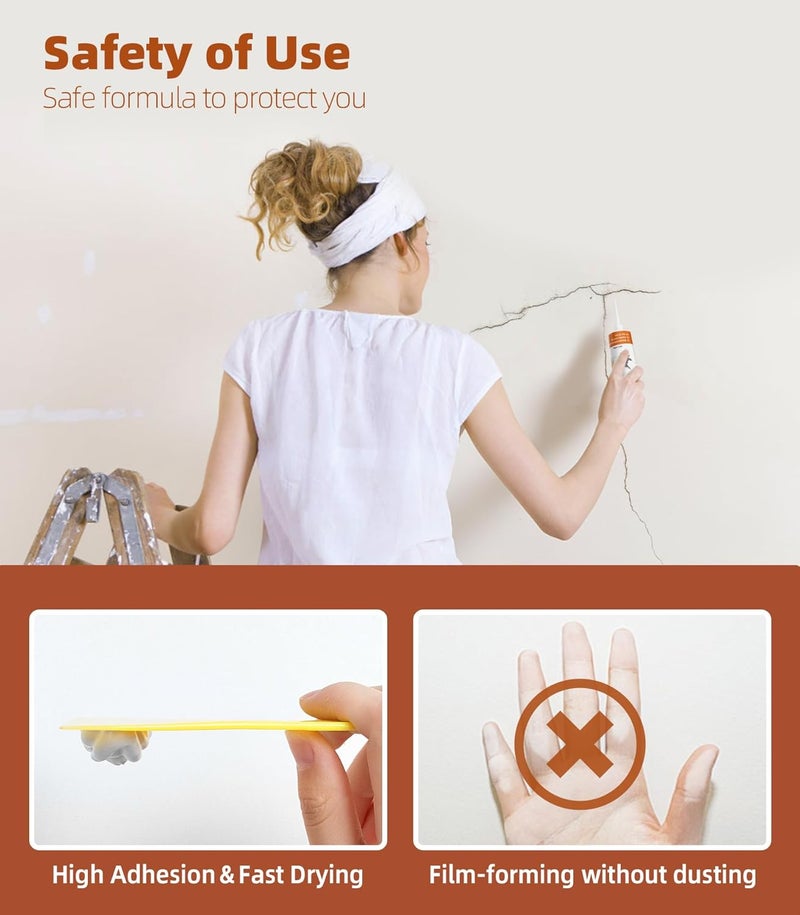 NINGOO Spackle Wall Repair Kit,Drywall Repair Patch Kit,Simple Small Wall Hole Filler＆Efficient Crack Repair,3 Pack Wall Putty Paste,Plaster Ceiling Repair,Apartment Friendly - Image 5